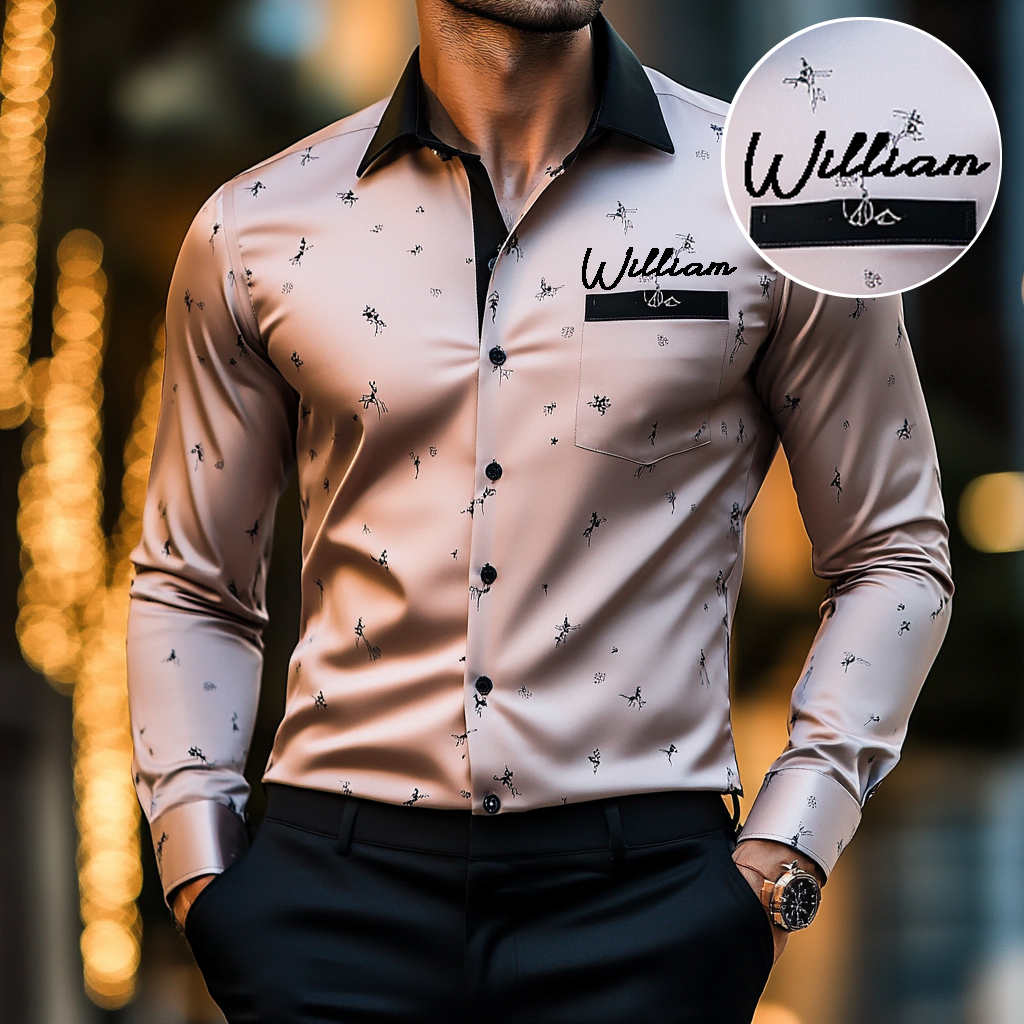Custom Personalized Luxe Exclusive Design Embroidery & Print Business Casual Vacation Shirt