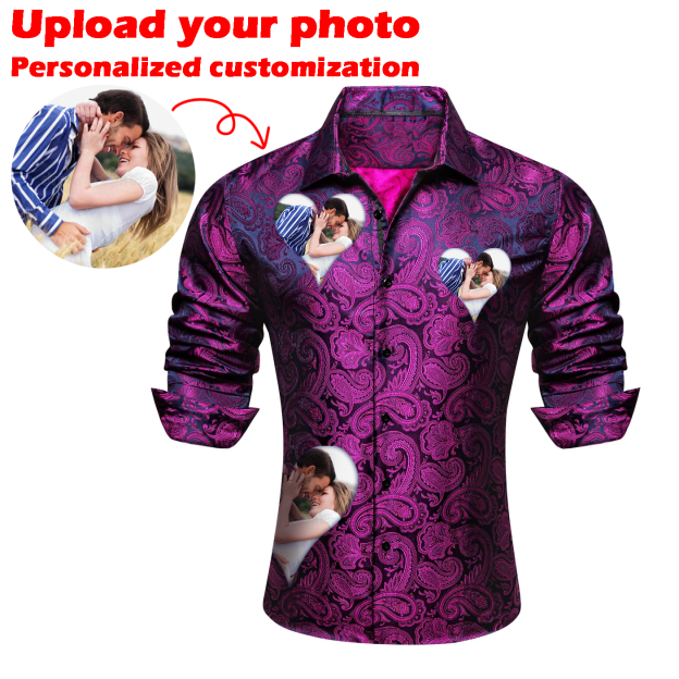 Custom Prints/Embroidery With Your Photos Silk Luxury unique Luxe long Shirt