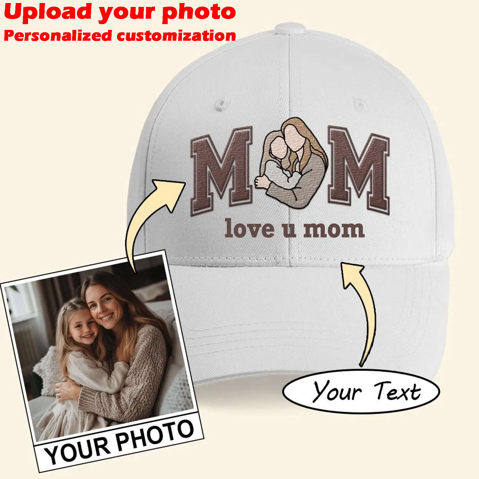 Custom Prints/Embroidery with Your Photos Custom/Dog Photo– Personalized Gifts Luxury Cap Hat