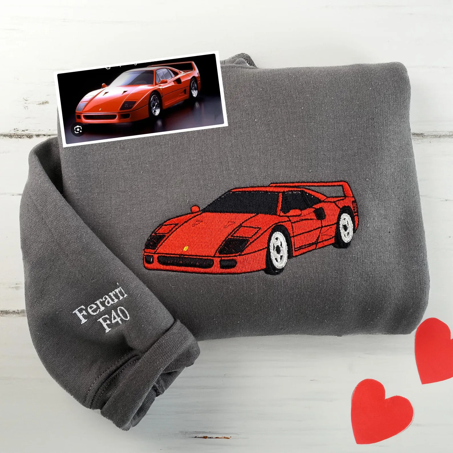 Custom Car Embroidered Sweatshirt | Personalized Car Hoodie Gift For Him | 1St Anniversary Gift | Boyfriend Gift