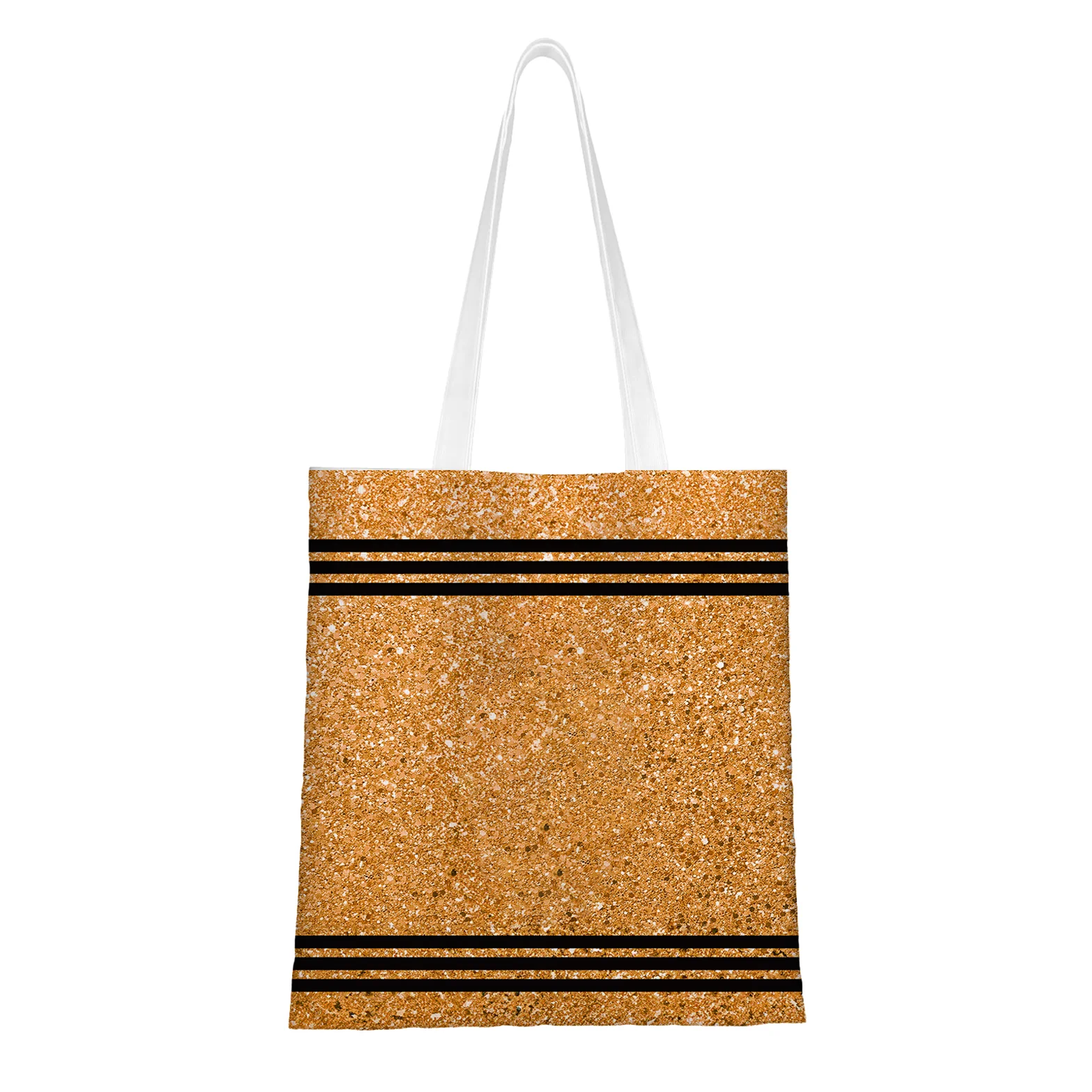 Personalized Faux Glitter Crayon Design Large Canvas Tote Bag Office Commuting Appreciation Gift for Teacher