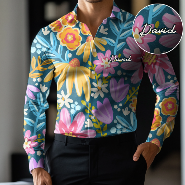 Custom Personalized Luxe Exclusive Design Embroidery & Print Business Casual Vacation Shirt