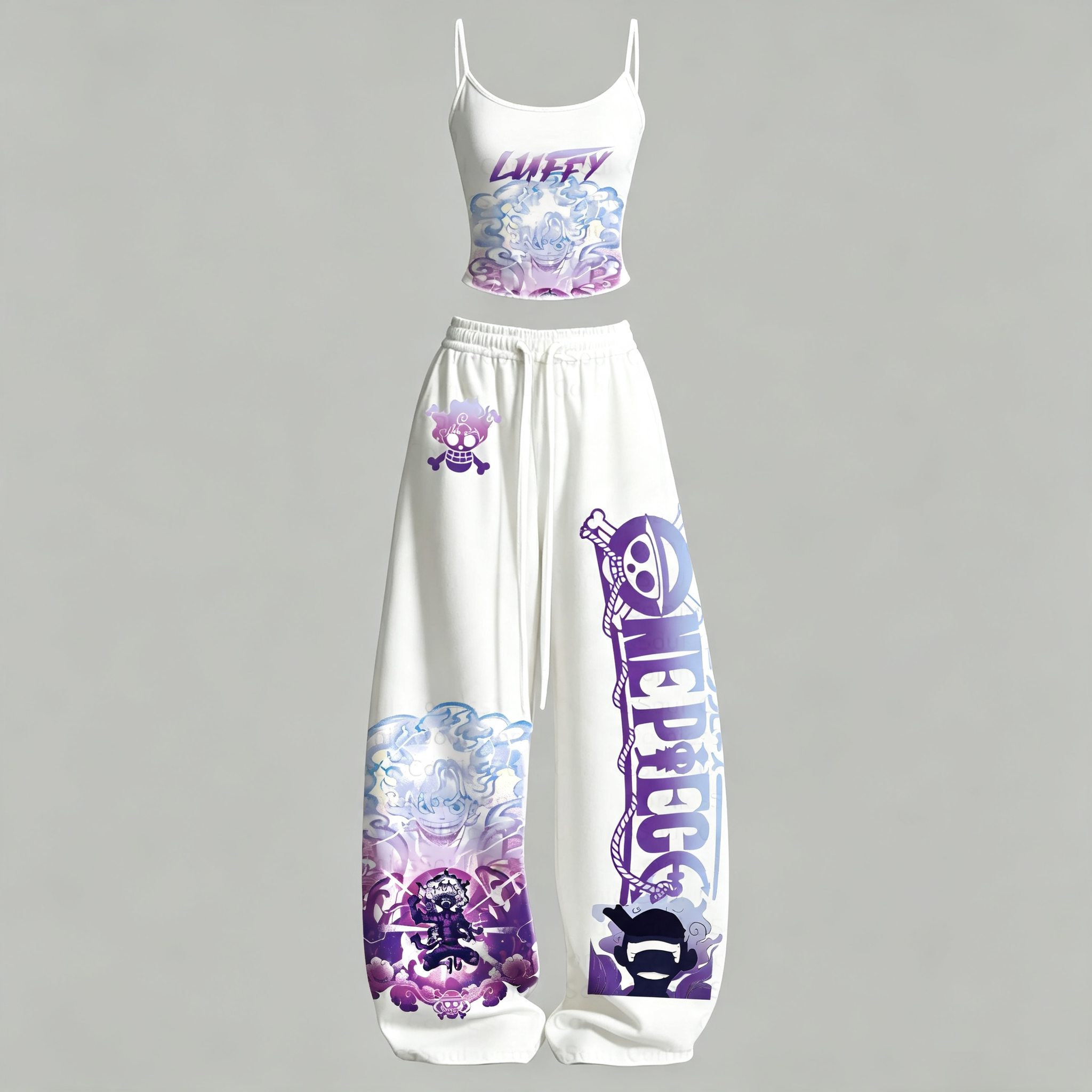[Copy]One Piece Top & Elasticated Trousers Two-Piece Set