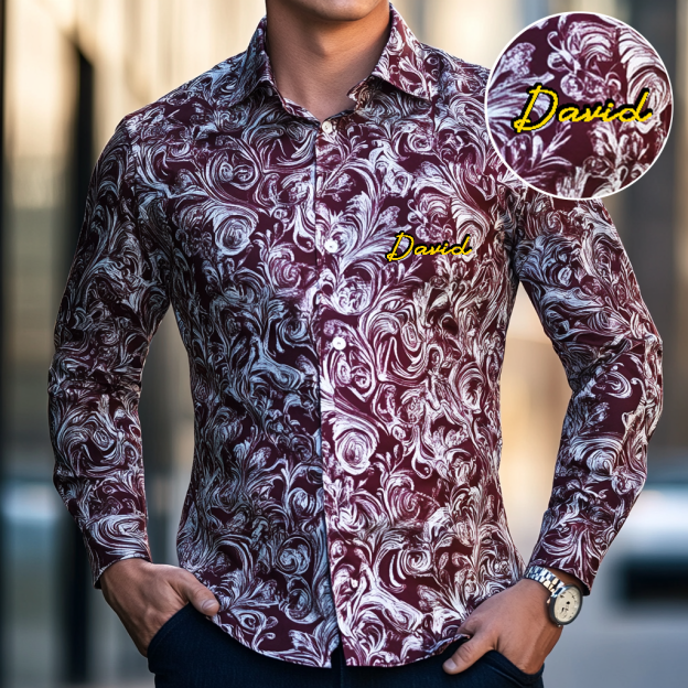 Custom Personalized Luxe Exclusive Design Embroidery & Print Business Casual Vacation Shirt