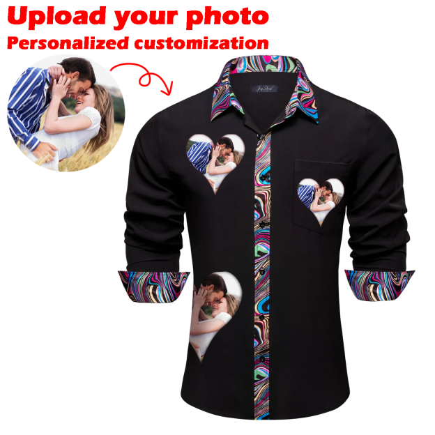Custom Prints/Embroidery With Your Photos Silk Luxury unique Luxe long Shirt
