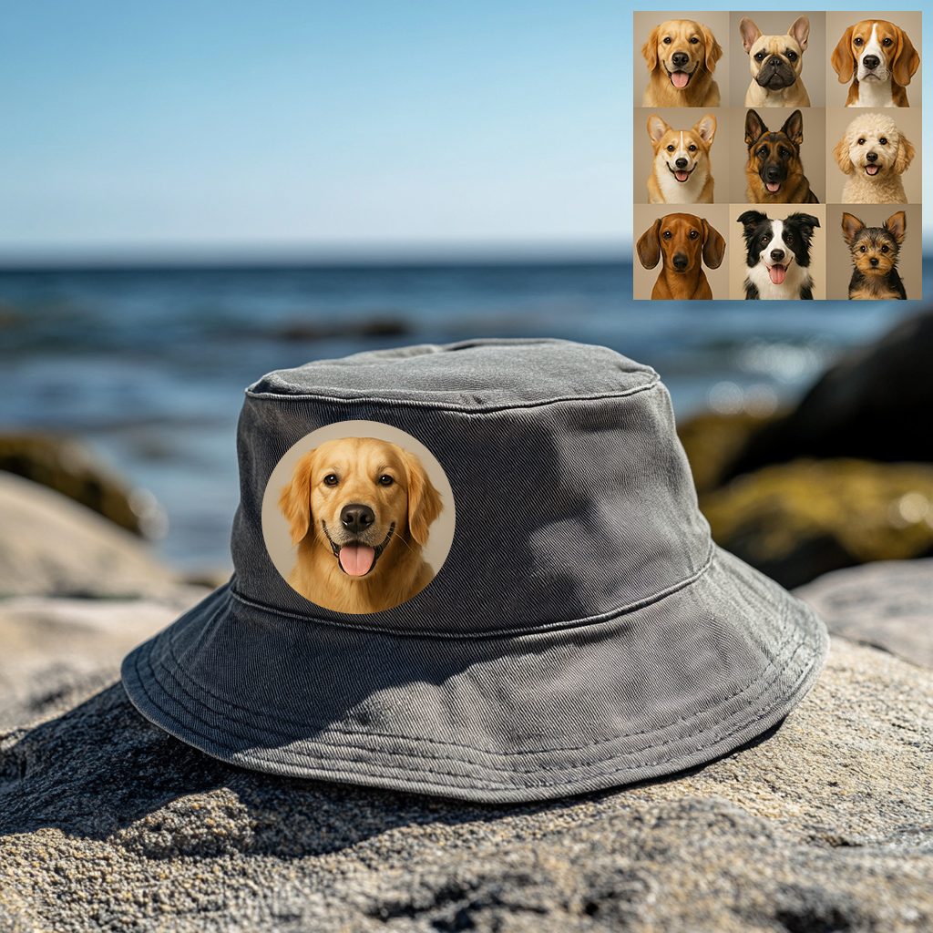 Custom Prints/Embroidery with Your Photos Custom/Dog Photo– Personalized Gifts Luxury Cap Hat Bucket Hat