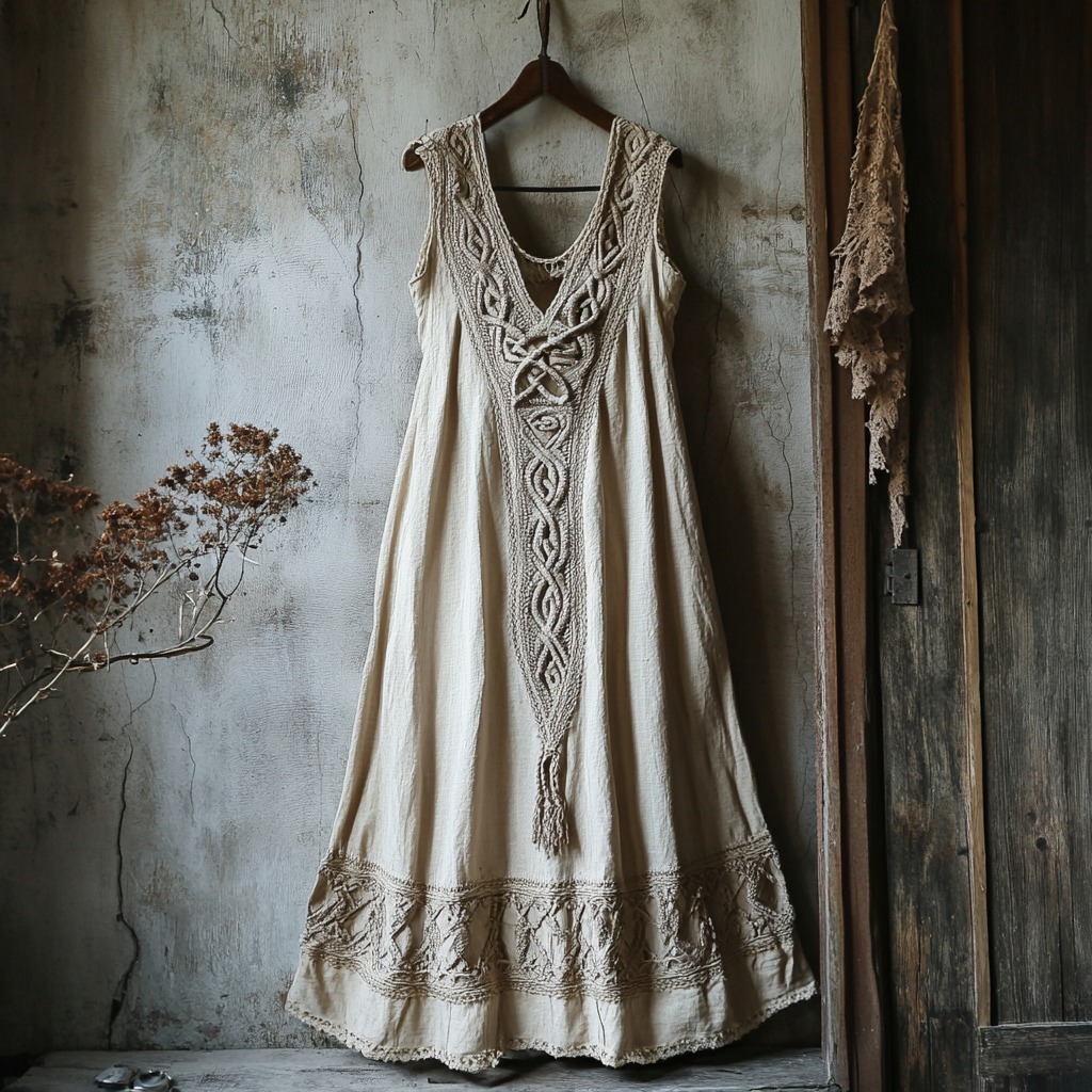 Tribal Viking Celtic Knot Lace Art Linen Tank Dress