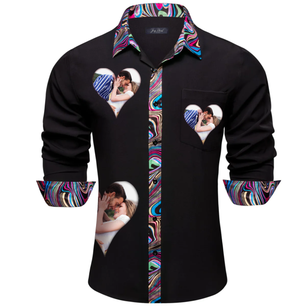 Custom Prints/Embroidery With Your Photos Silk Luxury unique Luxe long Shirt