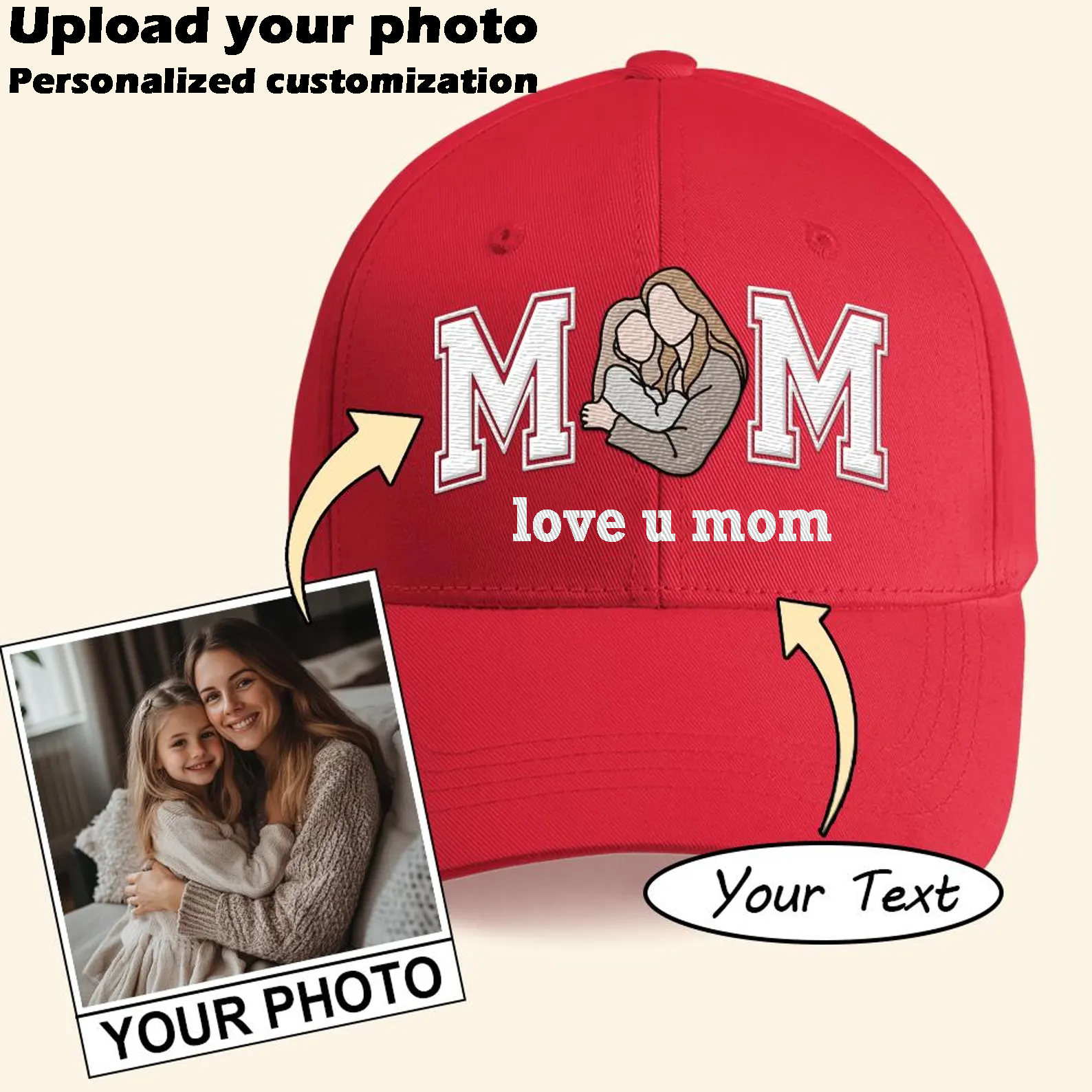 Custom Prints/Embroidery with Your Photos Custom/Dog Photo– Personalized Gifts Luxury Cap Hat