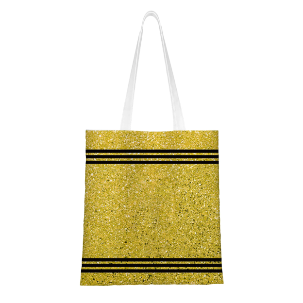 Personalized Faux Glitter Crayon Design Large Canvas Tote Bag Office Commuting Appreciation Gift for Teacher