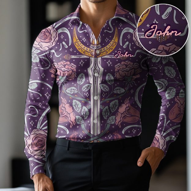 Custom Personalized Luxe Exclusive Design Embroidery & Print Business Casual Vacation Shirt