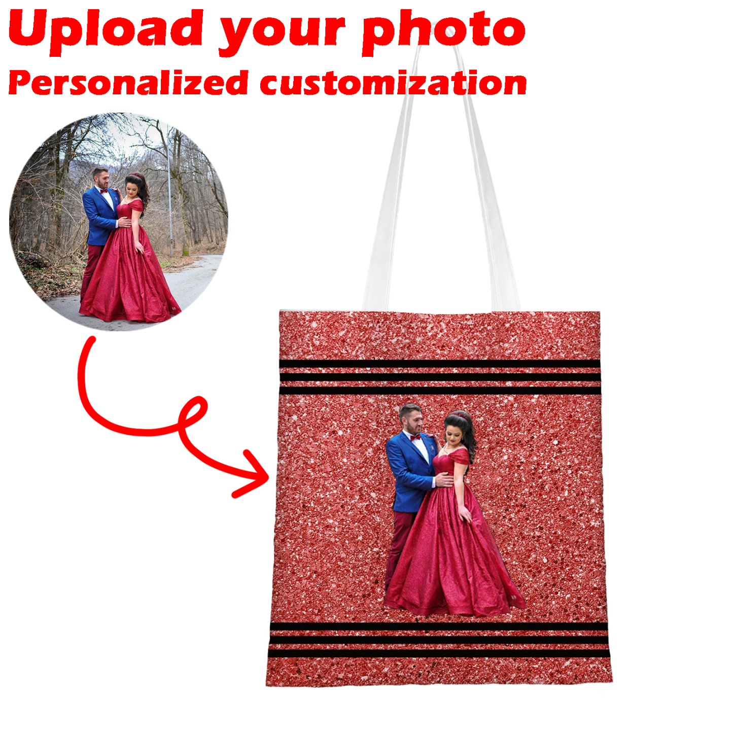 Personalized Faux Glitter Crayon Design Large Canvas Tote Bag Office Commuting Appreciation Gift for Teacher