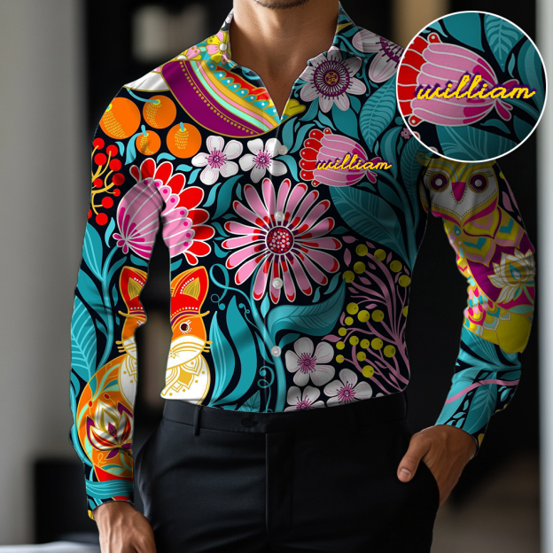 VIP Exclusive Design Embroidery & Print Business Casual Vacation Shirt