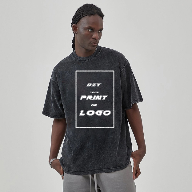 Custom DTG Graph Printing Washed T Shirt