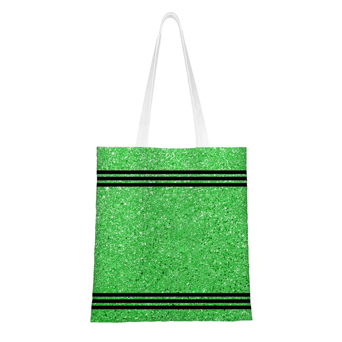 Personalized Faux Glitter Crayon Design Large Canvas Tote Bag Office Commuting Appreciation Gift for Teacher