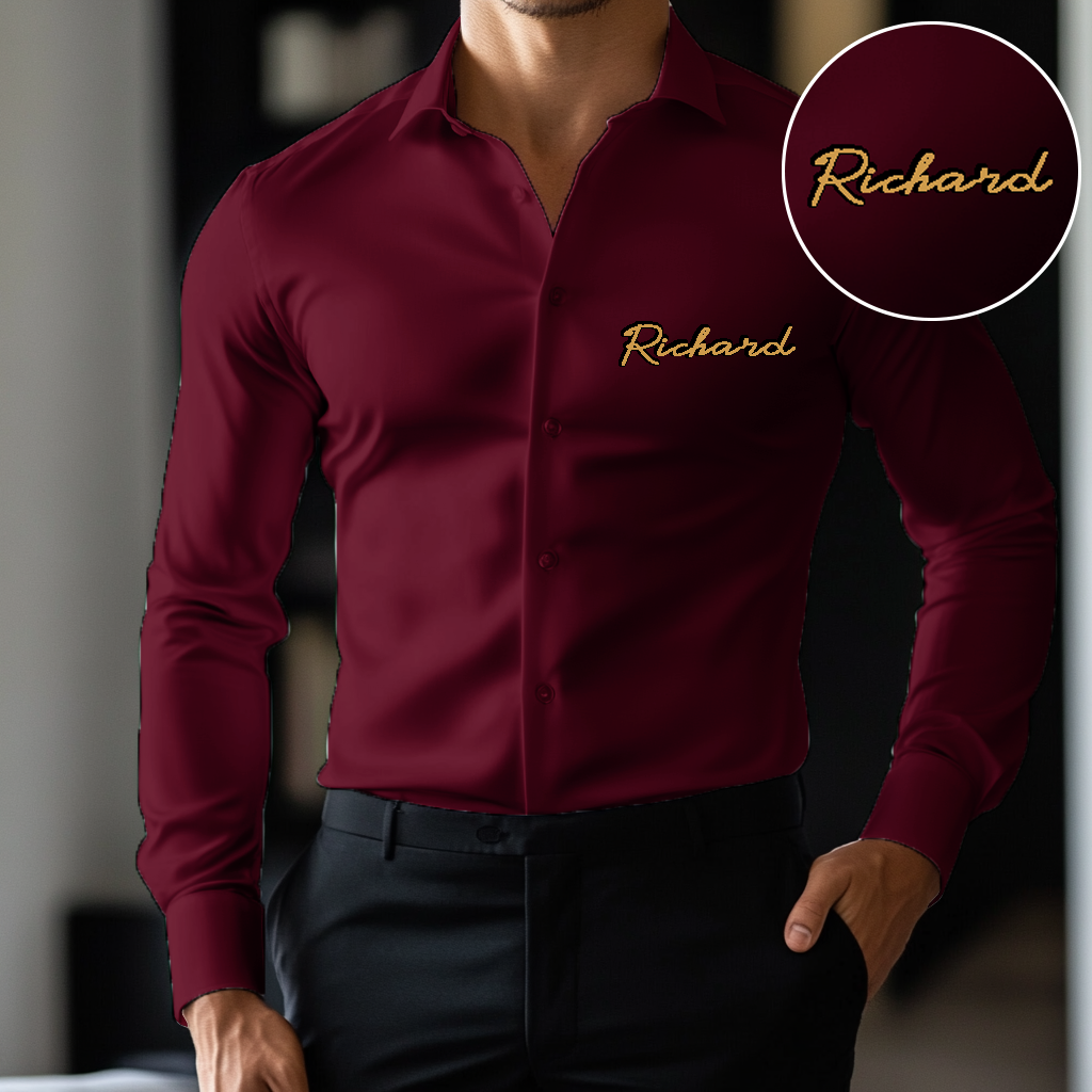 Custom Personalized Luxe Exclusive Design Embroidery & Print Business Casual Vacation Shirt