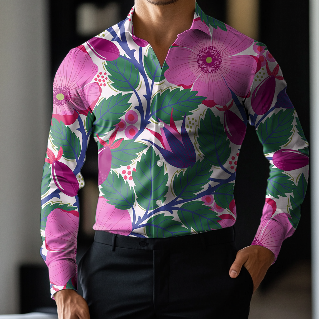 Custom Personalized Luxe Exclusive Design Embroidery & Print Business Casual Vacation Shirt