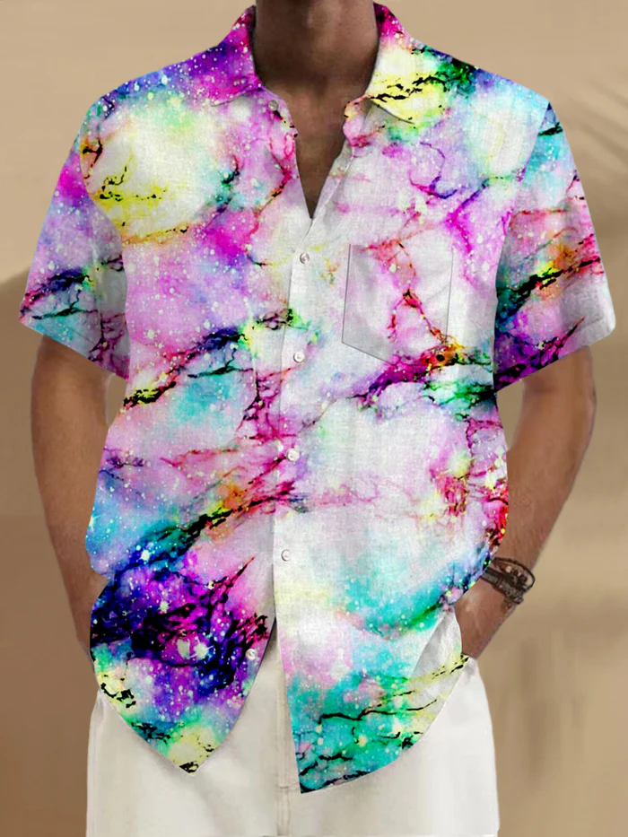 Exquisite Craftsmanship Abstract Men's Short Sleeve High-Quality Pocket Shirts