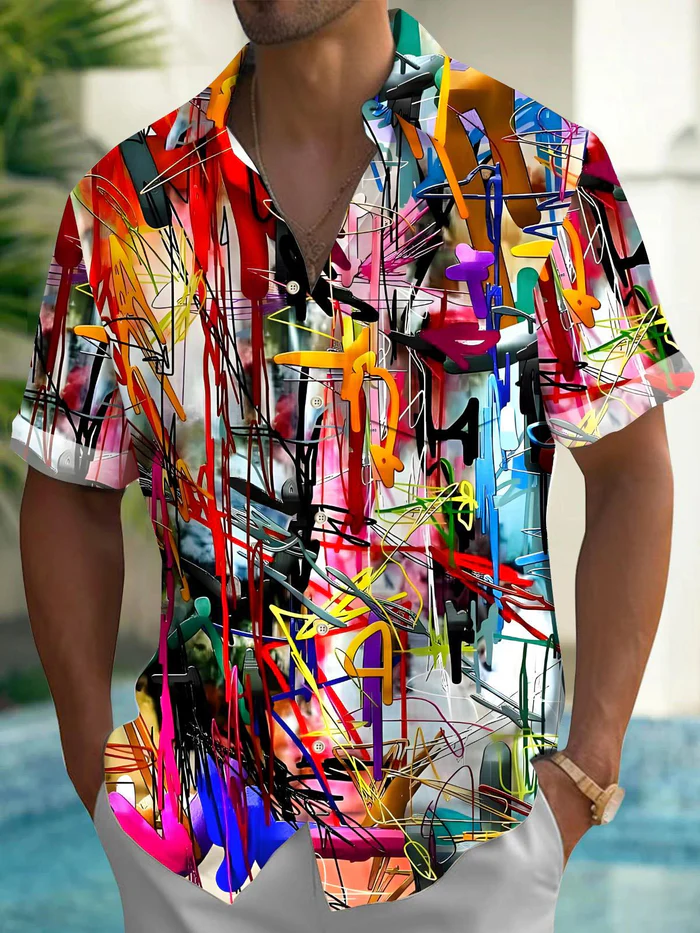 Exquisite Craftsmanship Tie Dye Men's Short Sleeve High-Quality Pocket Shirts