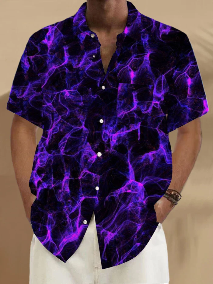 Exquisite Craftsmanship Abstract Men's Short Sleeve High-Quality Pocket Shirts