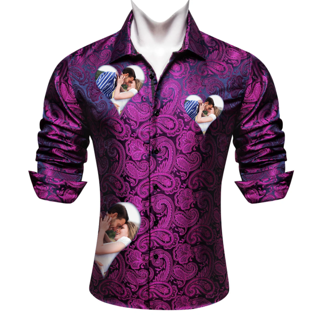 Custom Prints/Embroidery With Your Photos Silk Luxury unique Luxe long Shirt