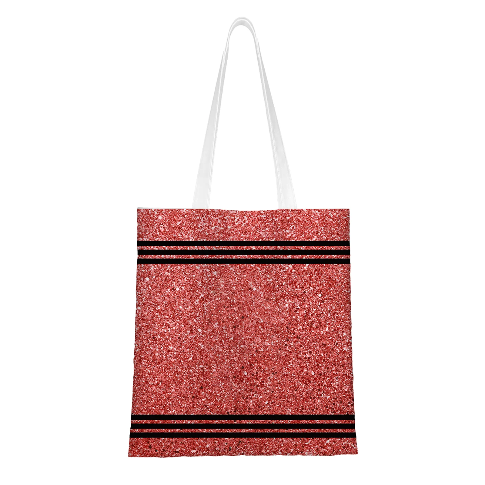 Personalized Faux Glitter Crayon Design Large Canvas Tote Bag Office Commuting Appreciation Gift for Teacher