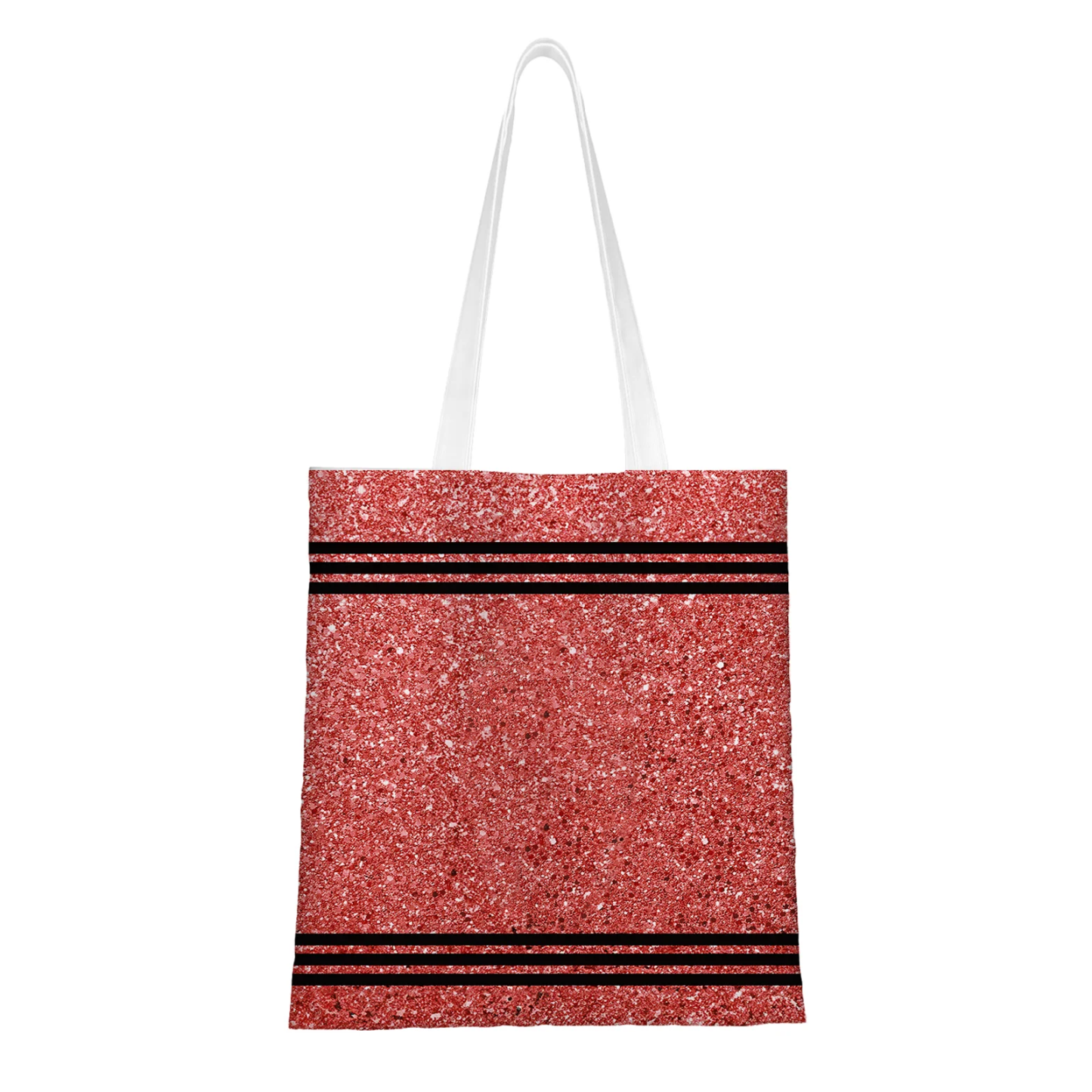 Personalized Faux Glitter Crayon Design Large Canvas Tote Bag Office Commuting Appreciation Gift for Teacher