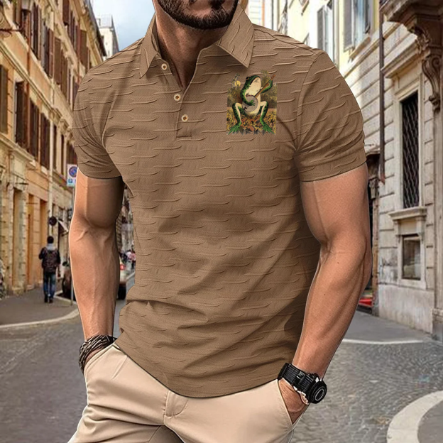 Custom Personalized Luxe Exclusive Design Embroidery & Print Business Casual Vacation Short-Sleeved Polo Shirt