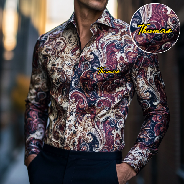 Custom Personalized Luxe Exclusive Design Embroidery & Print Business Casual Vacation Shirt