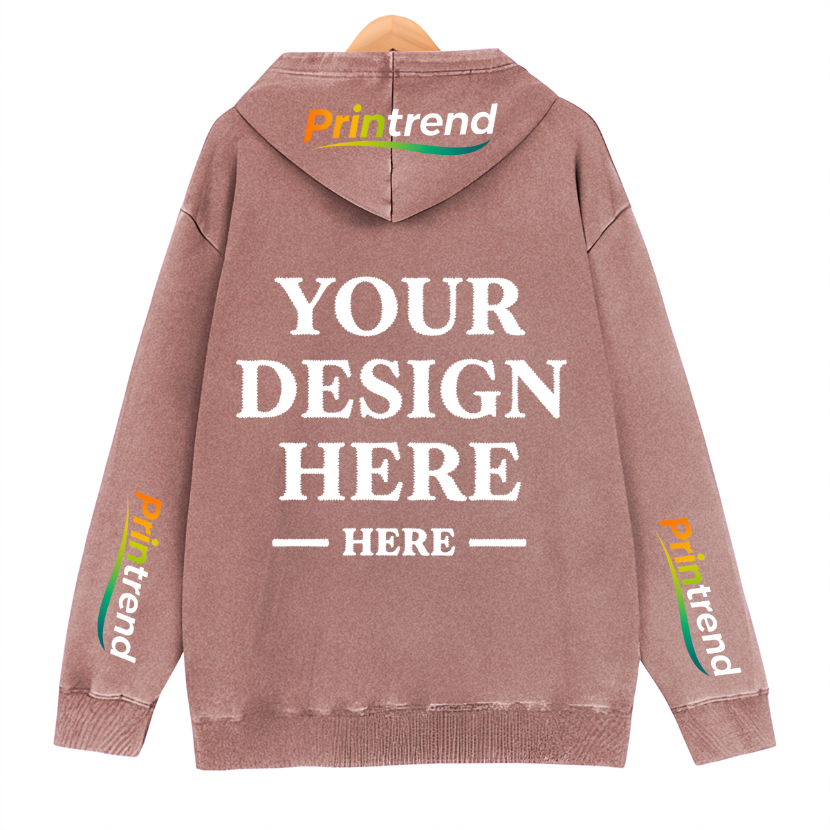 Custom DTG Print Washed Zipper Hoodie for Your Unique Style, 7 Colors 450gsm Pure Color Tops