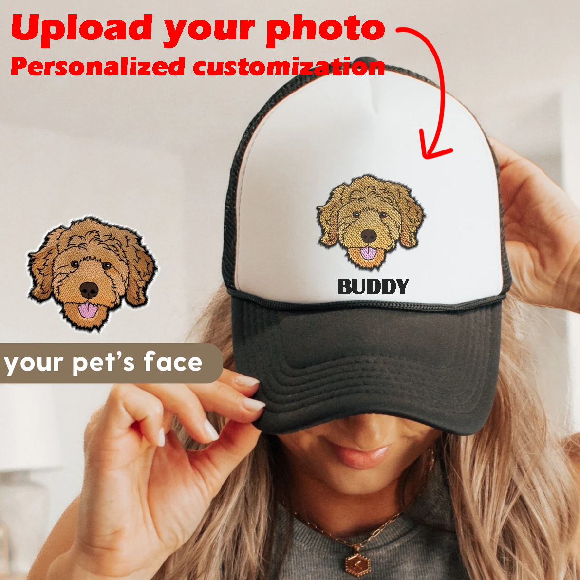 Custom Prints/Embroidery with Your Photos Custom Dog Photo– Personalized Gifts Baseball Cap Hat
