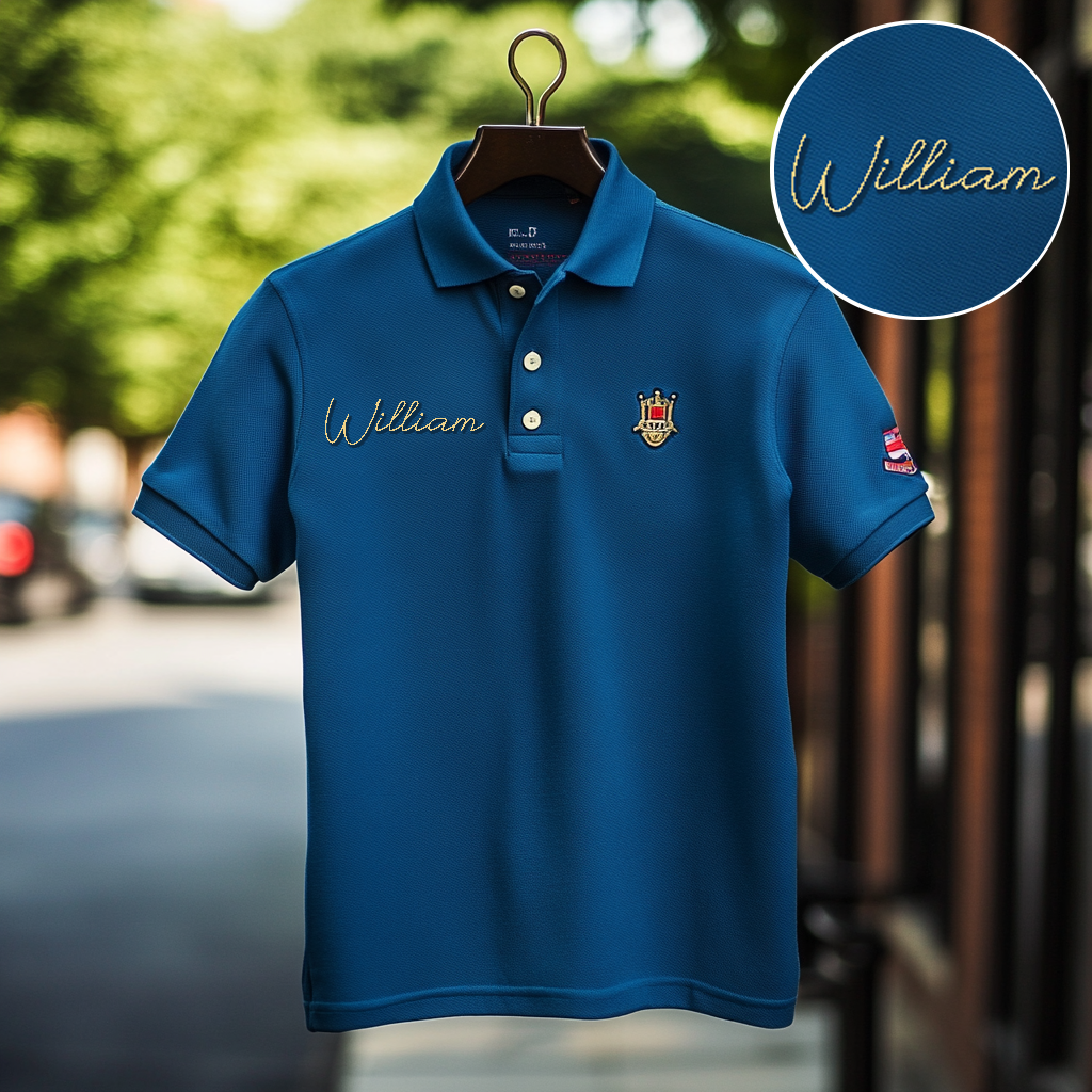 Custom Personalized Luxe Exclusive Design Embroidery & Print Business Casual Vacation Short-Sleeved Polo Shirt
