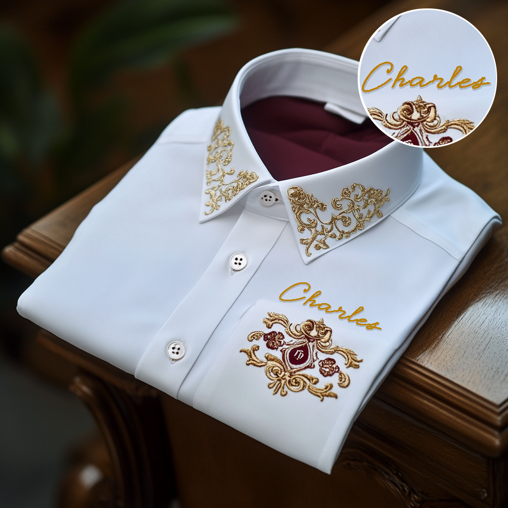 Custom Personalized Luxe Exclusive Design Embroidery & Print Business Casual Vacation Shirt