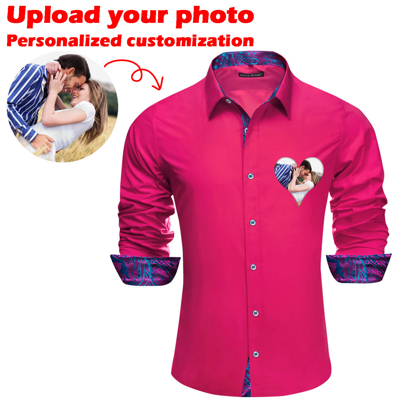 Custom Prints/Embroidery With Your Photos Silk Luxury unique Luxe long Shirt