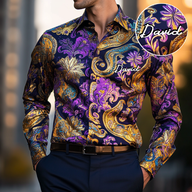 Custom Personalized Luxe Exclusive Design Embroidery & Print Business Casual Vacation Shirt