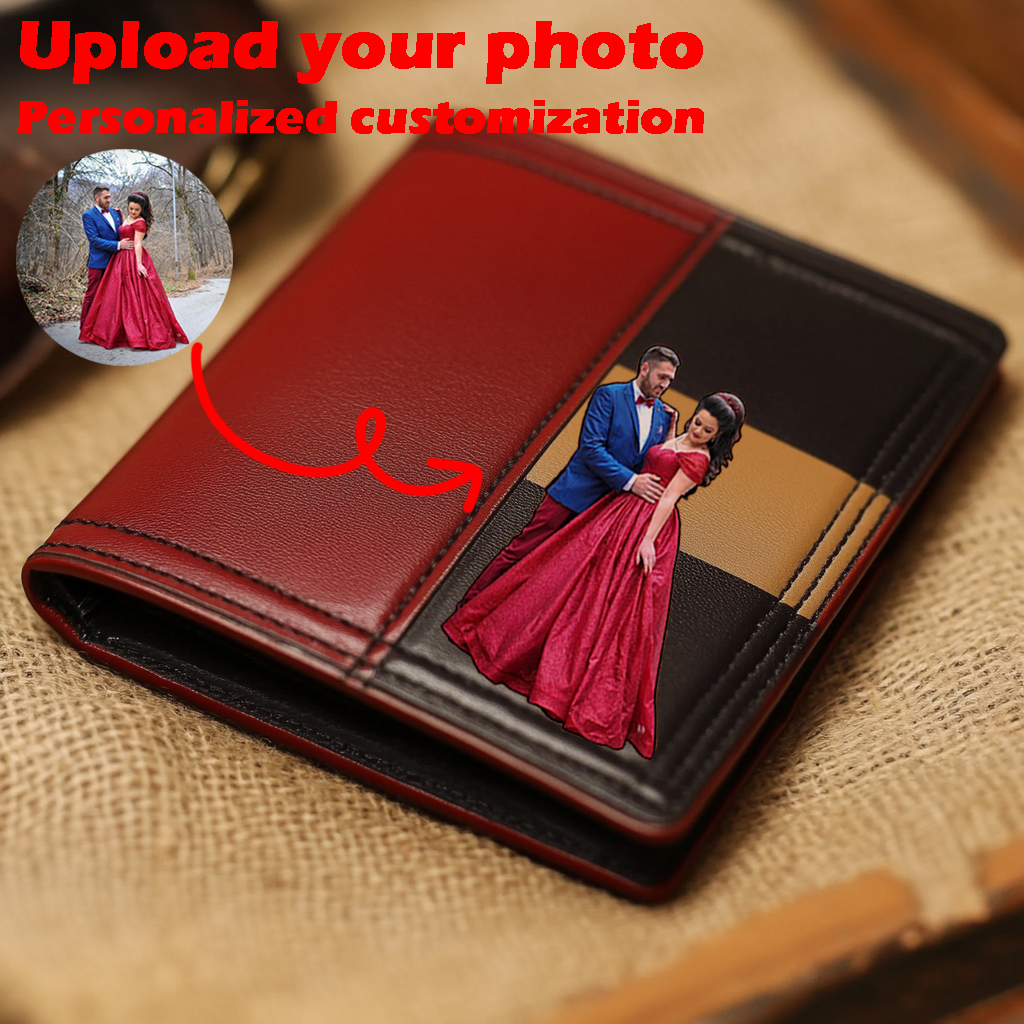 Personalized Monogrammed Engraved Genuine Leather Bifold Mens Wallet with Optional Wood Gift Box Groomsmen, Best Man, Father's Day Gift
