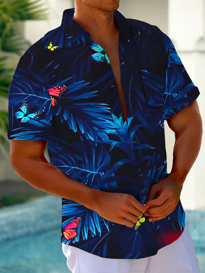 Exquisite Craftsmanship Art Hawaiian Men's Short Sleeve High-Quality Pocket Shirts