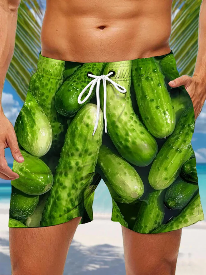 Exquisite Craftsmanship Cucumber Men's Shorts--Easy-wearing Essentials On Beach.