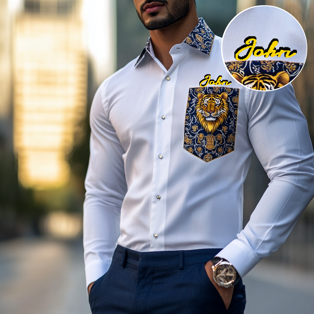 Custom Personalized Luxe Exclusive Design Embroidery & Print Business Casual Vacation Shirt