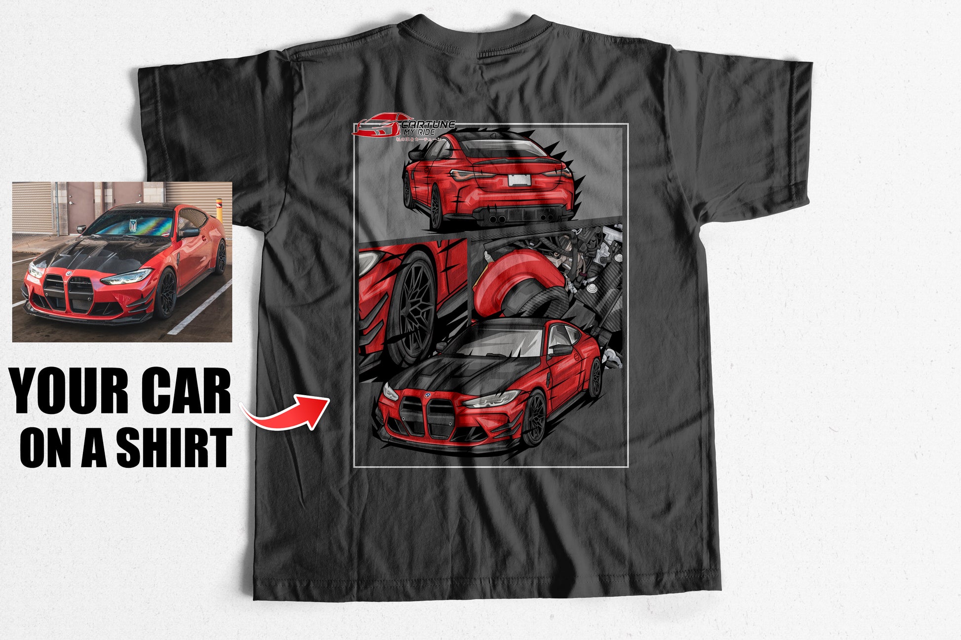 Custom Personalized Design Embroidery & Print Custom Car T-shirt of Your Car/Truck/Bike
