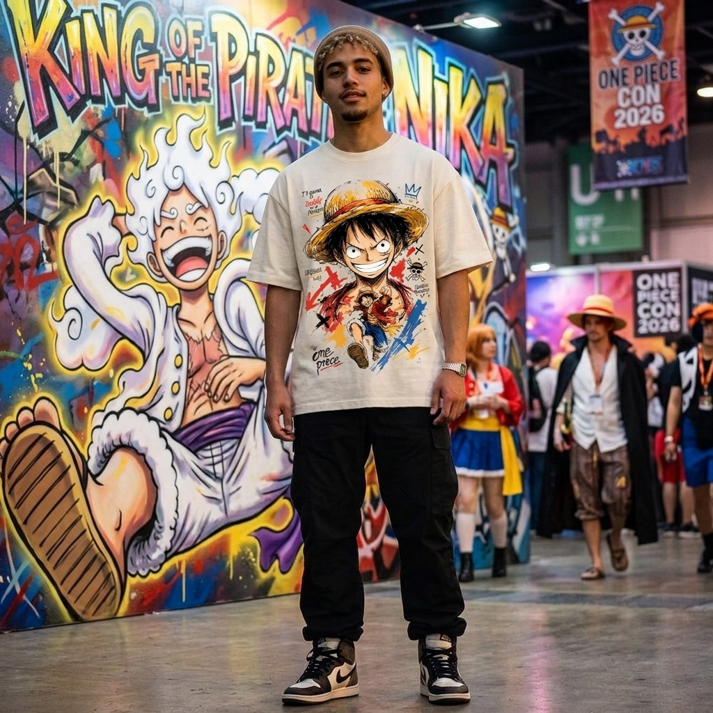 One Piece DTG Printed Washed T-shirt