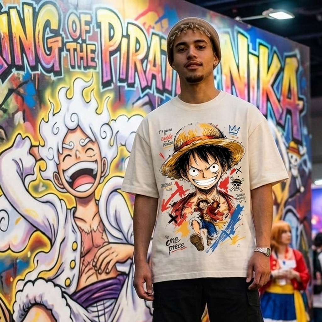 One Piece DTG Printed Washed T-shirt