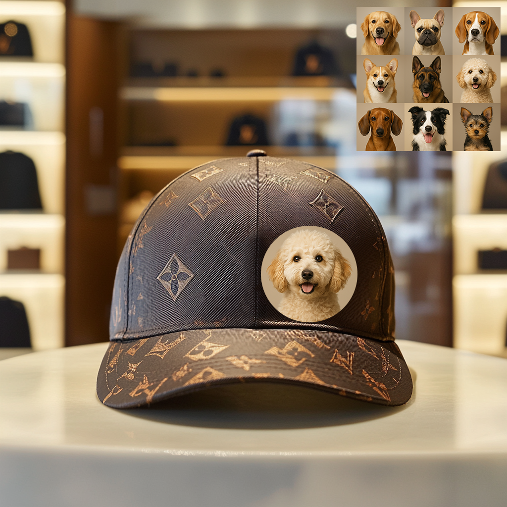 Custom Prints/Embroidery with Your Photos Custom/Dog Photo– Personalized Gifts Luxury Cap Hat