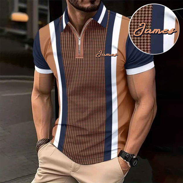 Custom Personalized Luxe Exclusive Design Embroidery & Print Business Casual Vacation Short-Sleeved Polo Shirt