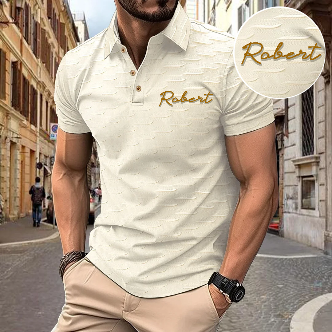 Custom Personalized Luxe Exclusive Design Embroidery & Print Business Casual Vacation Short-Sleeved Polo Shirt