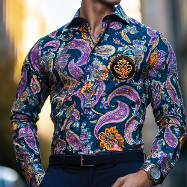 Custom Personalized Luxe Exclusive Design Embroidery & Print Business Casual Vacation Shirt