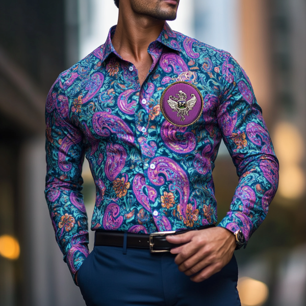 Custom Personalized Luxe Exclusive Design Embroidery & Print Business Casual Vacation Shirt
