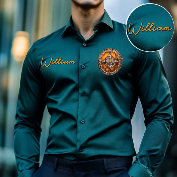 Custom Personalized Luxe Exclusive Design Embroidery & Print Business Casual Vacation Shirt