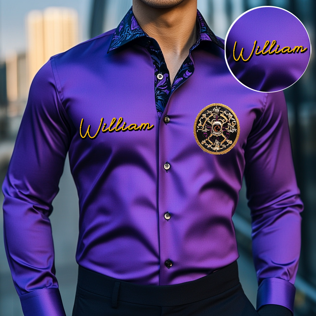 Custom Personalized Luxe Exclusive Design Embroidery & Print Business Casual Vacation Shirt