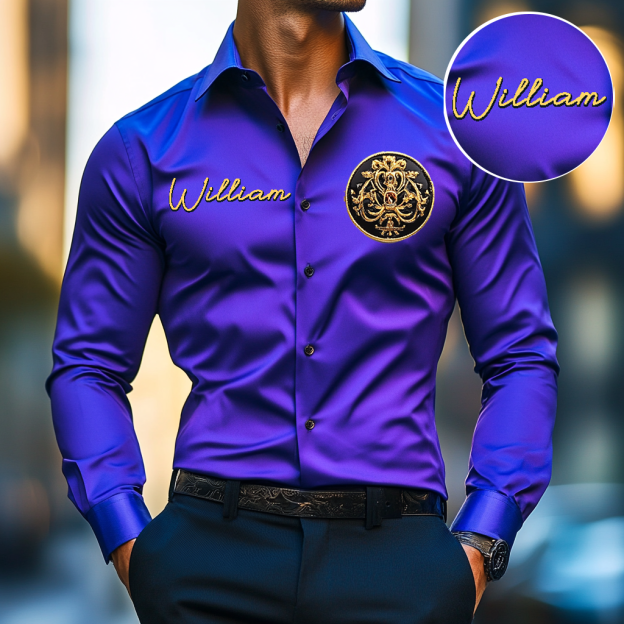 Custom Personalized Luxe Exclusive Design Embroidery & Print Business Casual Vacation Shirt